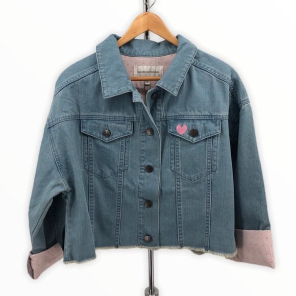 Cupcakes & Cashmere Lany Crop Denim Jacket NWT - Picture 3 of 15